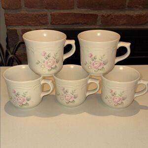 Pfaltzgraff Tea Rose Stoneware Flat Coffee Mug Cups
